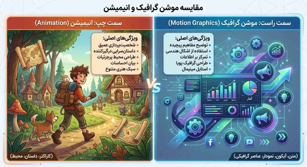 تفاوت اصلی موشن گرافیک و انیمیشن در یک نگاه